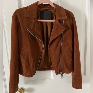 All Saints Brown Suede Leather Jacket - Vela Biker